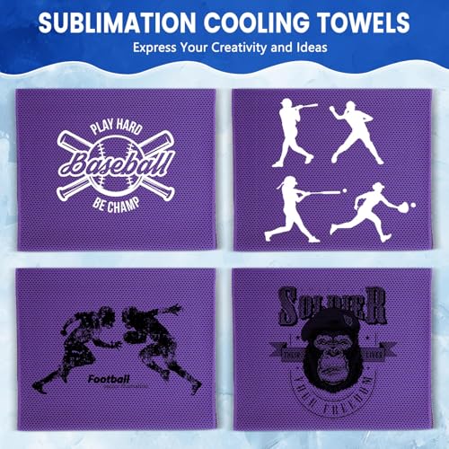 Hosuly 150 Pack Cooling Towels Bulk 40 x 12 Inch Large Chilly Breathable Sweat Sports Cold Towels Sublimation Microfiber Ice Neck Rag for Hot Weather Workout Gym Team Gift (Purple) - color: Purple