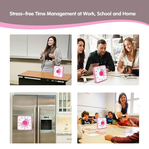TWENTY5 SEVEN Countdown Timer 7.5 inch, 60 Minute 1 Hour Visual Timer for Classroom Teaching Tool Office Meeting, Mechanical Countdown Clock for Kids Exam Time Management Magnetic, Pink Donut - color: Pink Donut