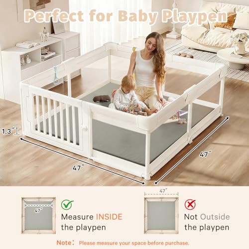 Baby Play Mat for Floor Nursery Rug Muscle Mat Area Rug Playroom Rug 47"x47" Playpen Mat Elastic Foam 1.3" Thick Crawling Mat for Babies,Toddlers, Infants, Kids,Grey - color: Grey, size: 47"x47"