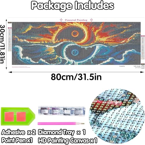 Yomiie Large 5D Diamond Art Kits for Adults, Yin-Yang Diamond Painting Art Landscape DIY Full Round Drill Kits, Embroidery Rhinestone Diamond Crystal Craft Canvas Home Wall Decor 31.5x11.81 inch - color: Yin-Yang