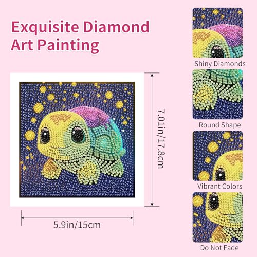 PERFECTSIGHT Cute 5D Diamond Art Kits, Kawaii DIY Painting Art for Adults Teen, 4 Pack Diamond Arts and Crafts Sets, Big Gem Full Drill Diamond Dots for Women (Turtle+Panda+Owl+Penguin) - style: Turtle+Panda+Owl+Penguin