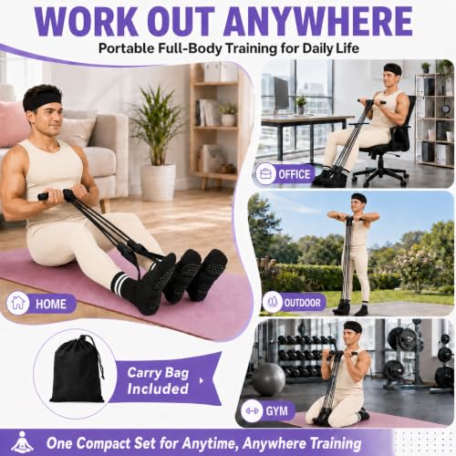 Pedal Resistance Band, Stitched Anti-Snap Elastic Pull Rope Fitness Equipment, 3-in-1 Home Workout Exercise Bands Set with Pilates Grip Socks & Headband - color: Black, size: 95LB