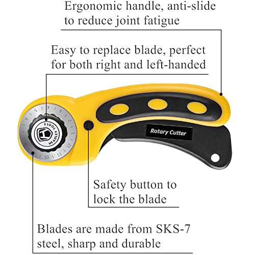 39 Pcs Rotary Cutter Set - Quilting Kit incl. 45mm Fabric Cutter, 5 Extra Rotary Blades, A4 Cutting Mat, Craft Knife Set, Quilting Ruler and Sewing Clips, Ideal for Crafting, Sewing, Patchworking - color: Green, size: A4 Rotary Cutter Set