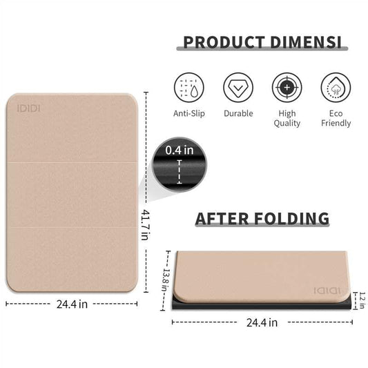 Foldable Exercise Pad Extra Thick 1.2" x 14" x 24" - color: Beige+Black