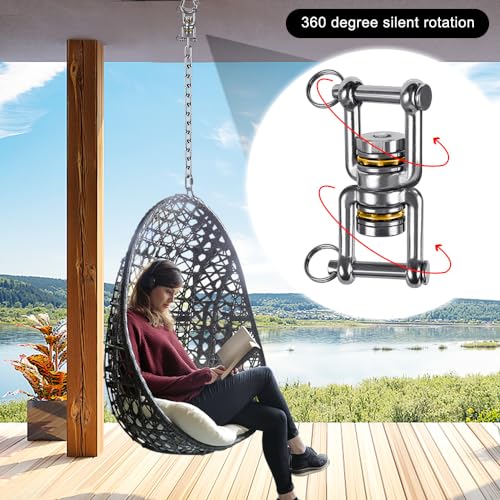 BeneLabel Swing Swivel, 360° Rotational Device with 2 Bearings, 770LB Capacity, Stainless Steel, for Aerial Dance, Yoga Swing Sets,Web Tree Swing, and More, 2 Pack - color: Double Opening(2 Pack)