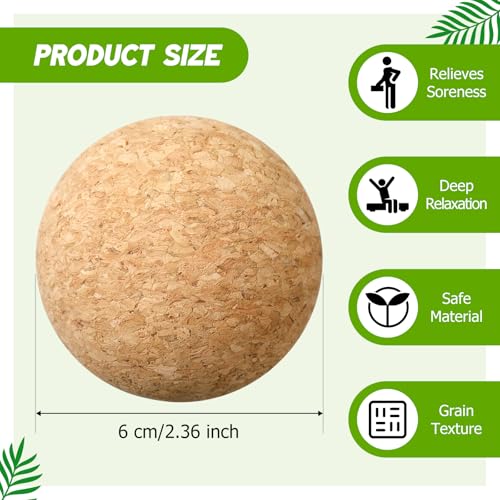 TrelaCo Cork Massage Balls Set of 2 for Fascia Release After Exercise Yoga Point Therapy Relax Muscles Relieve Stress Tools(6cm) - size: 6cm