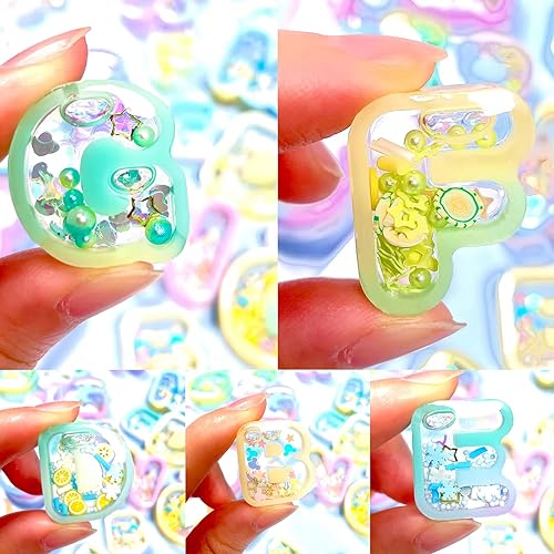 Alphabet Resin Shaker Molds Kawaii Keychain Charm Large and Small Set Pack of 107 Silicone Trays Seal Films Precision Tip Applicator Bottle Kit Bundle - color: Alphabet Craft Pack of 107