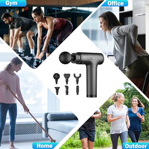 Gvber Massage Gun Deep Tissue 30 Speeds 6 Heads, Grey | Quiet Handheld Percussion Massager for Back & Shoulder Pain, Ideal Gifts for Mom & Dad, Travel & Office, Athletes & Home Gym