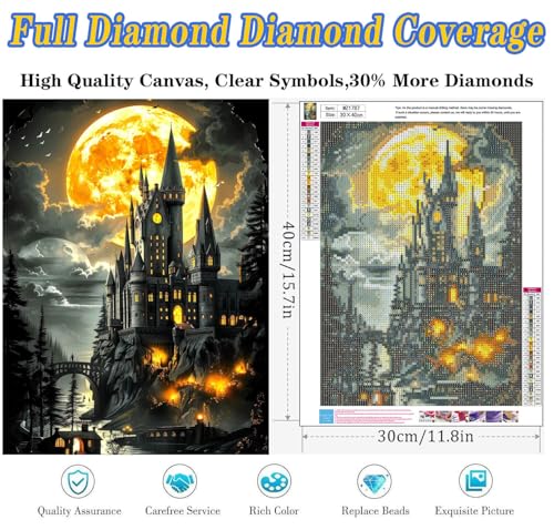 Diamond Art Kits for Adults, Castle Diamond Painting Kits 12x16 Inch | Full Drill Castle Diamond Painting Kits For Adults, Diy Round Paint By Diamonds For Home Decor Gifts 12x16 Inch - color: Castle