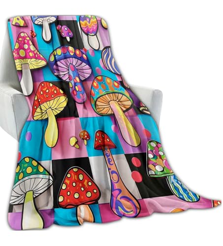 Colorful Whimsical Mushroom Blanket Gifts for Boys Girls Kids, Magical Fantastic Botanical Throw Blankets for Sofa Office Couch Room Decor, Cozy Lightweight Warm Soft Throws, 50x60 in - color: Mushroom 01, size: 60x50in