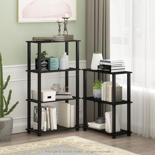 Furinno TURN-S-TUBE Storage Shelves, 3-Tier Book Shelf, Corner Shelf, Toolless Open Shelves, for Organization and Storage, Living Room, Garage, Home Office, Espresso - color: Espresso, size: 3-Tier Square Tube
