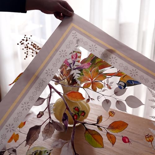 Clear Table Cover Protector Birds Vinyl Table Cloth, 60"x84" | Dining Room, Kitchen Meals, Tabletop Protection, Easy Cleanup, Brunch, Parties, Holiday Gatherings, Everyday Use - color: Birds, size: 60" x 84" (Rectangular)