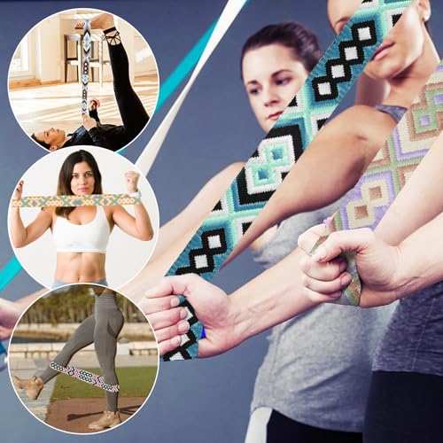 6 Packs Yoga Strap for Stretching Yoga Belt Adjustable Straps for Non Elastic Stretching Strap Exercise Straps for Pilates - color: Geometric Style