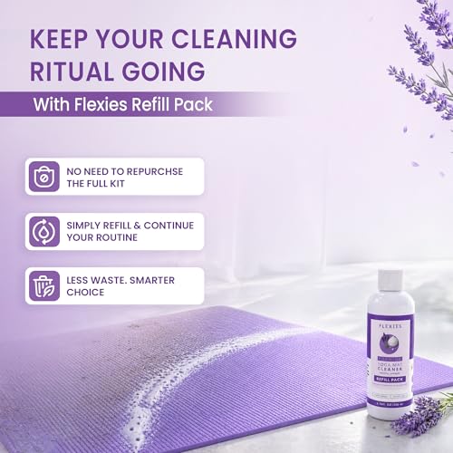 Flexies Foaming Yoga Mat Cleaner Refill Pack | Plant-Based Foaming Spray | Deep Cleans Yoga and Pilates Mats, 6.76 fl oz, Lavender - color: Refill Lavender