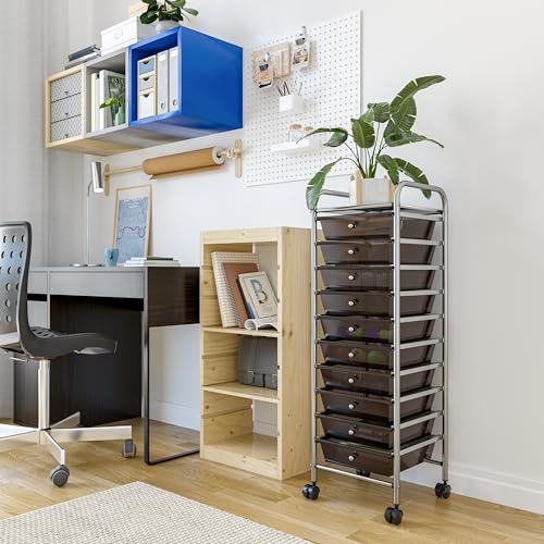 Seville Classics Rolling Utility Organizer Storage Cart, for Home Office, School, Classroom, Scrapbook, Hobby, Craft, 10 Drawer, Black - color: Black, size: 10 Drawer