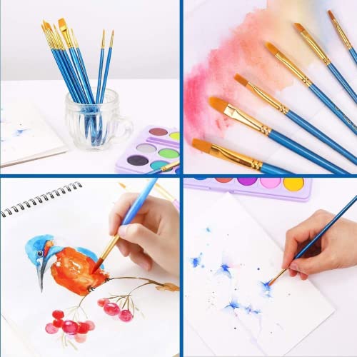 Acrylic Paint Brush Set, 1 Packs / 10 pcs Watercolor Brushes Painting Brush | Acrylic Oil Watercolor Painting Artist Professional Painting Kits - size: 10pcs-2-blue