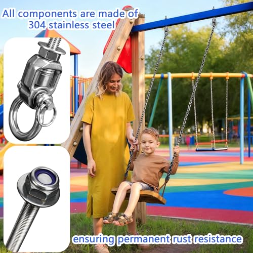 2 Heavy Duty Swing Hangers 360° Bearing Stainless Steel Swing Hooks 1000LBS Capacity Playground Sandbag Hammock Chair Porch Swing - size: 2 Pack 360°