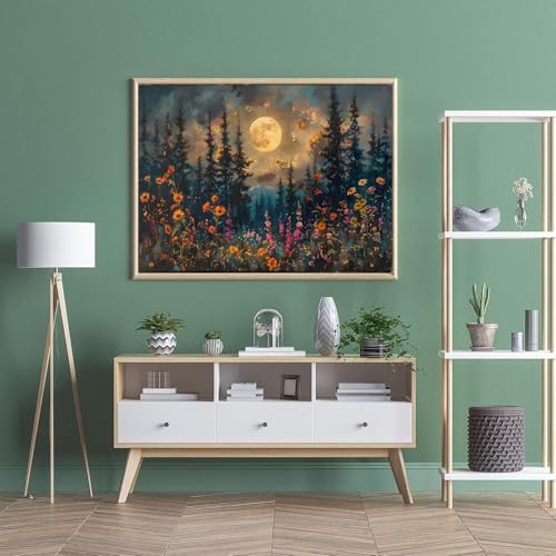 Tree Wildflowers Paint by Numbers Kit for Adults Canvas, Frameworkless | Easy Adult Paint by Number Kits on Canvas DIY Moonlit Mountains Painting for Beginners Art by Numbers for Home Wall DecorGift - color: YH03381