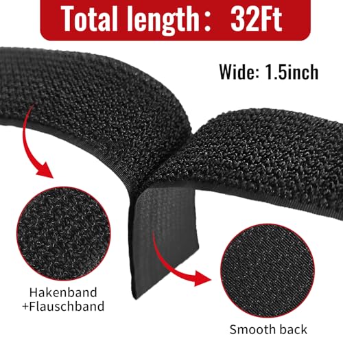 1.5"x32ft Hook and Loop Straps with Metal Buckles, Molle Cable Straps, Adjustable Fastening Cinch Strap, Reusable Nylon Securing Cord Ties, 1.5 inch Wide, Black with 30 Buckles - color: 1.5"x32ft, 30 Buckles