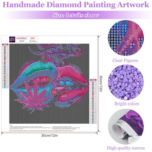 MAXBYE Diamond Art Kits for Adults, Colorful Lips 5D Full Drill Diamond Painting Kit for Beginners, DIY Gem Art Craft for Home Wall Decor, Girls Birthday Presents 12x12in - color: ZD048