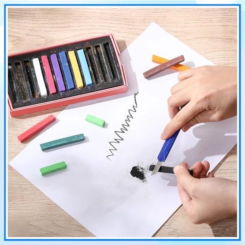 Watersay 288 Pcs Soft Chalk Pastels for Artists Color Pastels Set 12 Assorted Colors Square Chalk Sticks 2.36 Inches 24 Boxes Art Drawing Painting Supplies for Parties, Donations, 60 mm - size: 60 mm