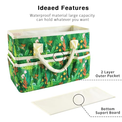 Craft Organizer Tote Bag with Multiple Pockets,Scrapbooking Art Storage | Portable Travel Containers for Caddy,Art and Craft Sewing Bag,Daily Use and Office Supplies Storage.Tropical Botanicals - color: Tropical Botanicals