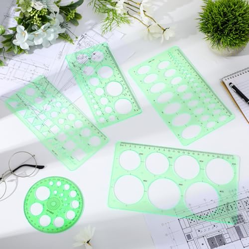 5 Pack Circle Template Circle Round Stencil Templates for Drafting Drawing Stencils Drafting Tools for Office and School Building Formwork Drawings Templates, Large and Small Size