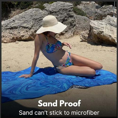 ECCOSOPHY Microfiber Beach Towel - Quick Dry, Sand Free and Oversized 71x35 | Super absorbent, lightweight, swimming, gym, extra large, pool, cruise, camping, yoga, travel, compact, carry bag, vacation - color: Laguna