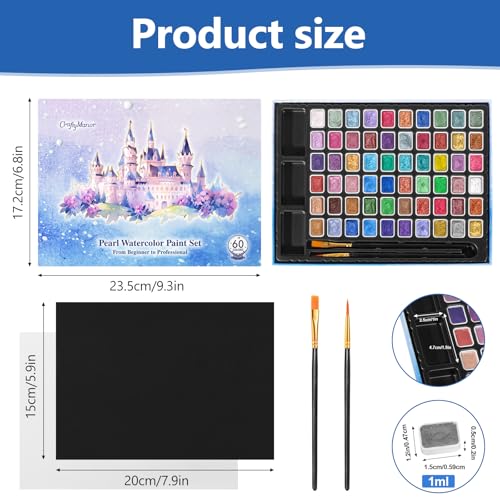 CraftyManor Mini Forestry Shifting Watercolor Painting Set, 60 Color Shifting Watercolor Paint Sets, Shimmer Metallic Watercolor Paints Set, Glitter Watercolor Paint, Solid, Fantasy Forest Style, Upgraded - color: Upgraded Fantasy Forest 60 Colors