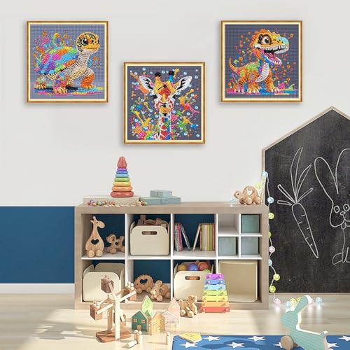Yunruily 6 Pack Diamond Art Kits for Kids - Animals 5D Diamond Painting,Diamond Painting for Kids 6 10 12 for Kids Children Birthday,Christmas for Gifts and Home Wall Decor 6x6inch - color: animal