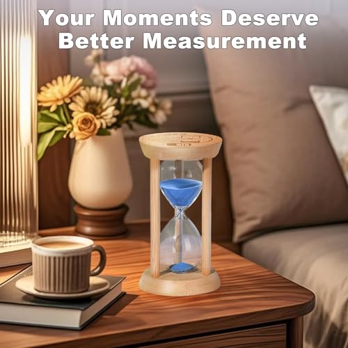 Wooden Sand Timers,10 Minute Bamboo Blue Sand Hourglass for Productivity, Meditation & Decor, 10 Min Reloj De Arena for Kitchen, Office, Game (Blue) - color: Blue, size: 10 minute