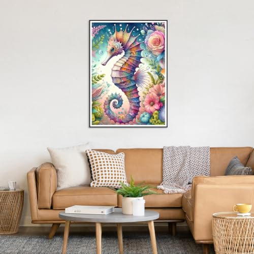 hill froeistung Seahorse 5D Diamond Art Painting Kits for Adults | Seaweed Diamond Art, DIY Full Drill Flower Landscape Scenery Diamond Art Painting for Home Wall Decor Gifts (12X16 inch) - color: HF-A028