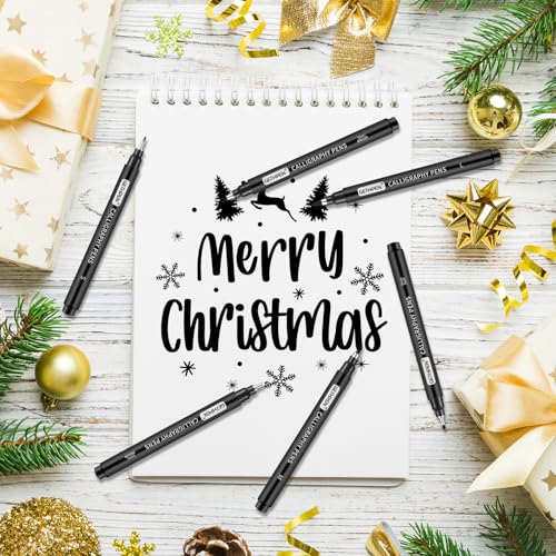 GETHPEN Calligraphy Brush Pen Set,10 Sizes Black Archival Ink Markers | Calligraphy Pens for Beginners, Black Archival Ink, 10 Sizes Calligraphy Markers, Writing, Drawing, Sketching, Scrapbooking