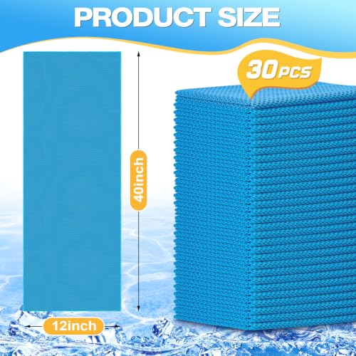 MENOLY 30 Packs Cooling Towels Bulk Cooling Towels for Neck and Face Gym Workout Cooling Neck Rags for Sports Yoga Soft Microfiber Breathable Sweat Rags for Hiking Running Fitness-Blue - color: Light Blue
