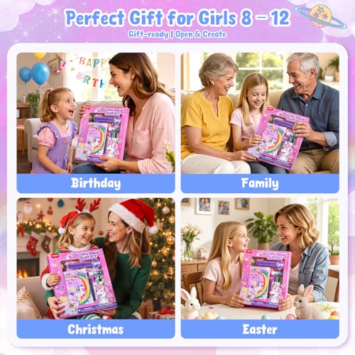 JoyCat DIY Journal & Scrapbook Kit for Girls Ages 8-12 with Storage Bag | Storage bag keeps diary and scrapbook supplies together for journaling, travel and creative play