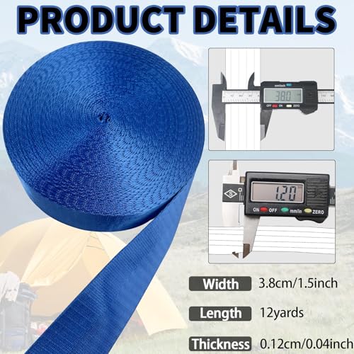 1 1/2" Royal Blue Nylon Webbing 12yds for Bag Straps Crafts - color: Royal Blue