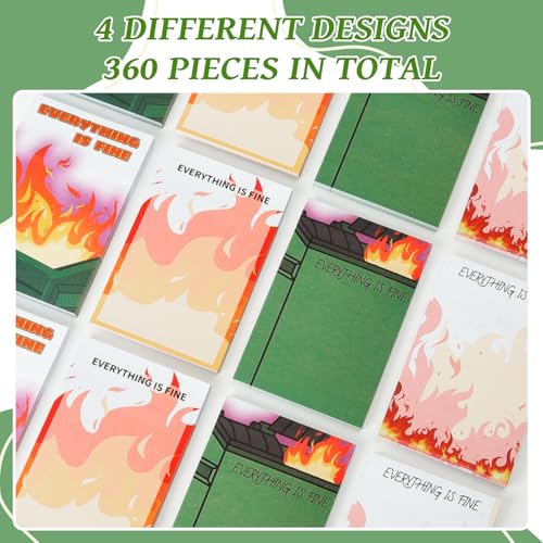 Dumpster On Fire Desk Accessories,Flames are Burning Cute Sticky Notes | 12 Pads 3.54 x 2.36 Inch,It's Fine I'm Fine Everything is Fine,Memo Notes Funny Office Gifts for Women Men Coworkers - color: 12pcs Dumpster-b