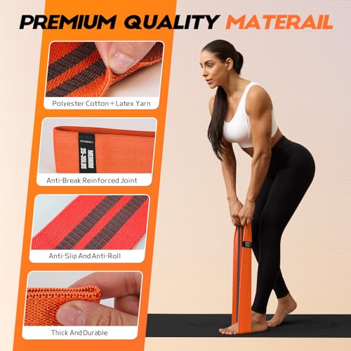 Lianjindun Booty Resistance Bands for Legs & Glutes, Non-Slip Workout Set | Exercise Bands for Working Out, Pilates, Yoga, Home Gym, Booty, Leg, Heroic/Strong/Medium/Light Fabric Loops for Women Men - color: Red, Blue, Orange, Black