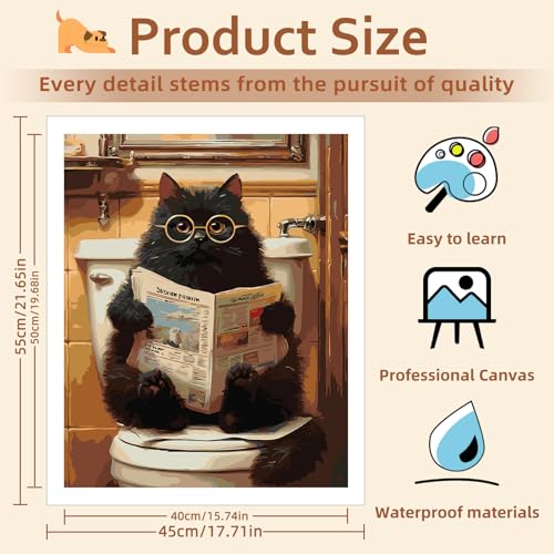 Reivworl Cat Paint by Numbers Kit for Adults Beginner 16×20 inch | Cat Paint by Number Kits 16×20 inch, Crafts on Canvas with Gifts. - color: White