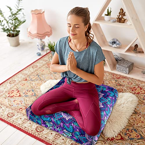 Mandala Meditation Cushion, Boho Meditation Mat, Meditation Pillows for Sitting on Floor, Cushions for Sitting in Home and Outdoor, Square Floor Pillow Cushion Seating for Yoga Accessories 22'' X 22'' - color: 05.mandala Meditation Cushion-1, size: 22x22