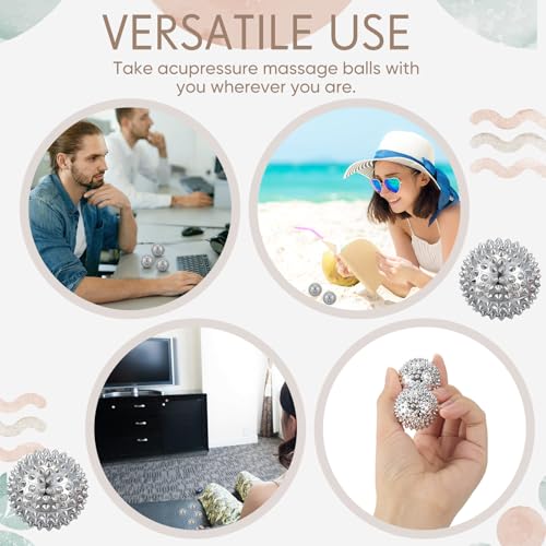 6 Pcs Magnetic Spiky Massage Ball Hand Exercise Relief, Silver - color: Silver