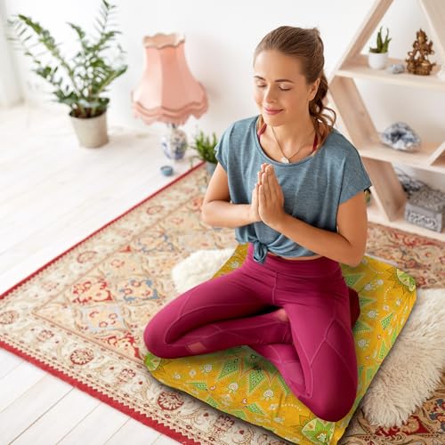 Mandala Meditation Cushion, Boho Meditation Mat, Meditation Pillows for Sitting on Floor, Cushions for Sitting in Home and Outdoor, Square Floor Pillow Cushion Seating for Yoga Accessories 22'' X 22'' - color: 11.mandala Meditation Cushion-1, size: 22x22