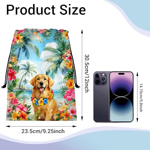 Grip Bag Palm Tree Golden Retriever Small Gymnastics Grip Bags for Fitness - color: Golden Retriever-multi, size: 12"(H)*9.25"(W)