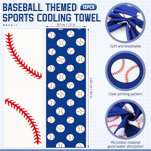 FuWeave 12 Pcs Blue Baseball Cooling Towels Gifts 40 X 12 Inch - color: Blue, size: 40 x 12 inches