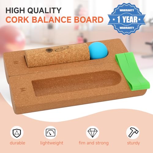 Foot Balance Cork - Foot Collective Cork Balance &Natural Wood for Feet Strengthening, corking balance board For Home Gym|Office Fitness Equipment for Plantar Fasciitis Relief | Foot Balance Trainer - color: Light blue