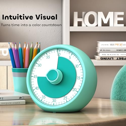 Visual Timer for Kids 60-Minute Countdown Timer with Optional Alarm, Focus Tool for ADHD & Autism, Time Management for Homework, Chores, Office, Kitchen, Teaching & Study Routines (Green) - color: Green