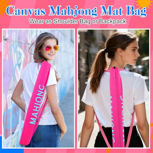 34 Inch Mahjong Mat Bag Storage Holder,Pink,Soild - color: Pink, style: Soild