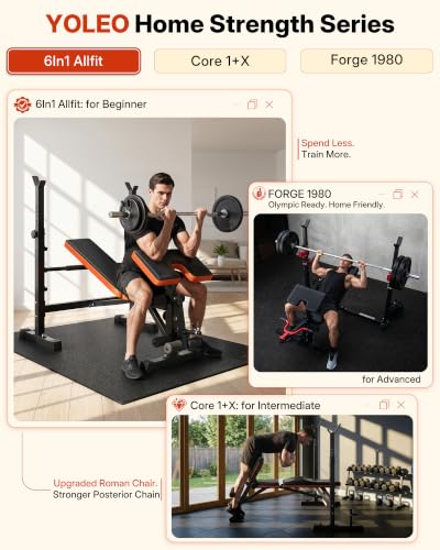 YOLEO 880-1980LBS ASTM-Certified All in One Weight Bench Set Home Strength