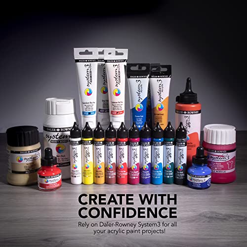 Daler-Rowney System3 Acrylic Ink Set of 3 Starter Colors- Versatile Acrylic Ink for Artists and Students - Opaque Calligraphy Ink for Drawing Illustrating Airbrushing Dip Pen Ink and More