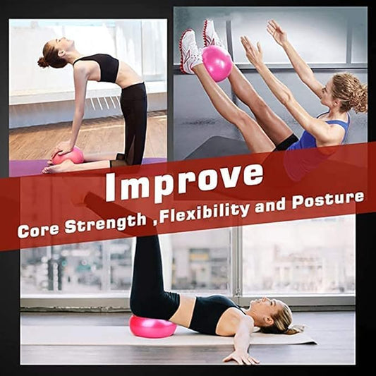 Mini Pilates Exercise Yoga Ball, 6 Inch Small Inflatable Exercise Yoga Ball,Core Training and Physical Therapy Equipment, with Pump - color: Pink, size: 9 inch